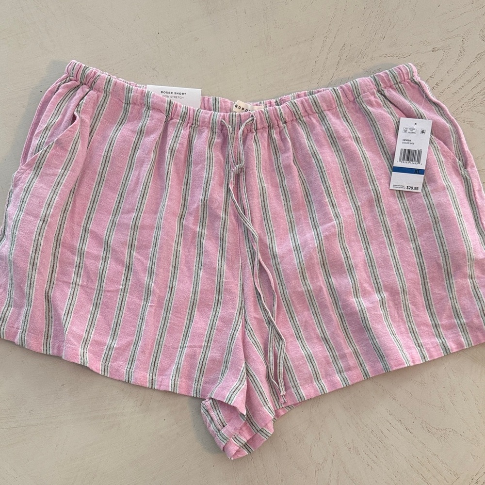 Aéropostale XL Linen Blend Pink Striped Shorts NWT